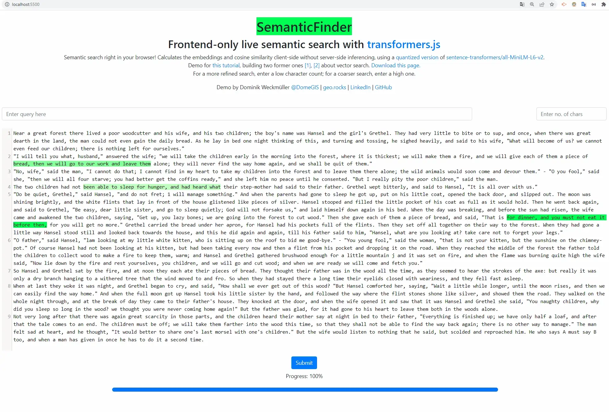 SemanticFinder in action