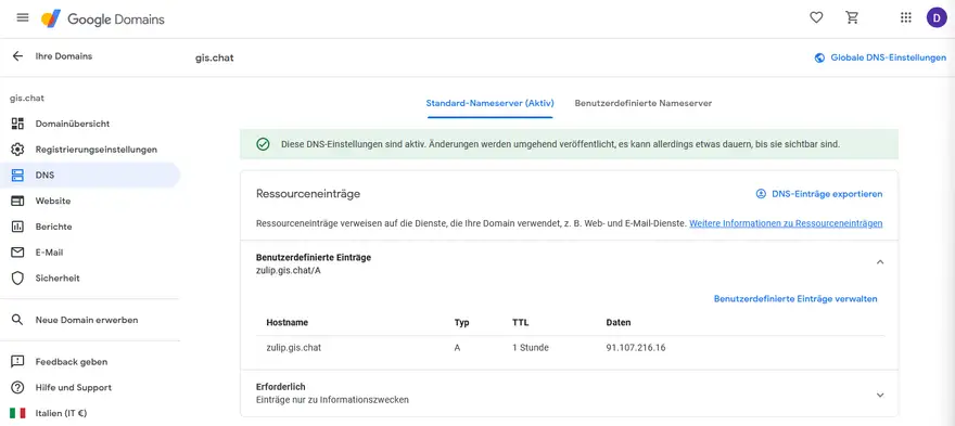Zulip Subdomain